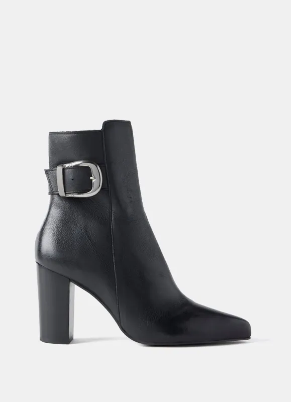 Black Leather Buckle Ankle Boots sold by Mint Velvet