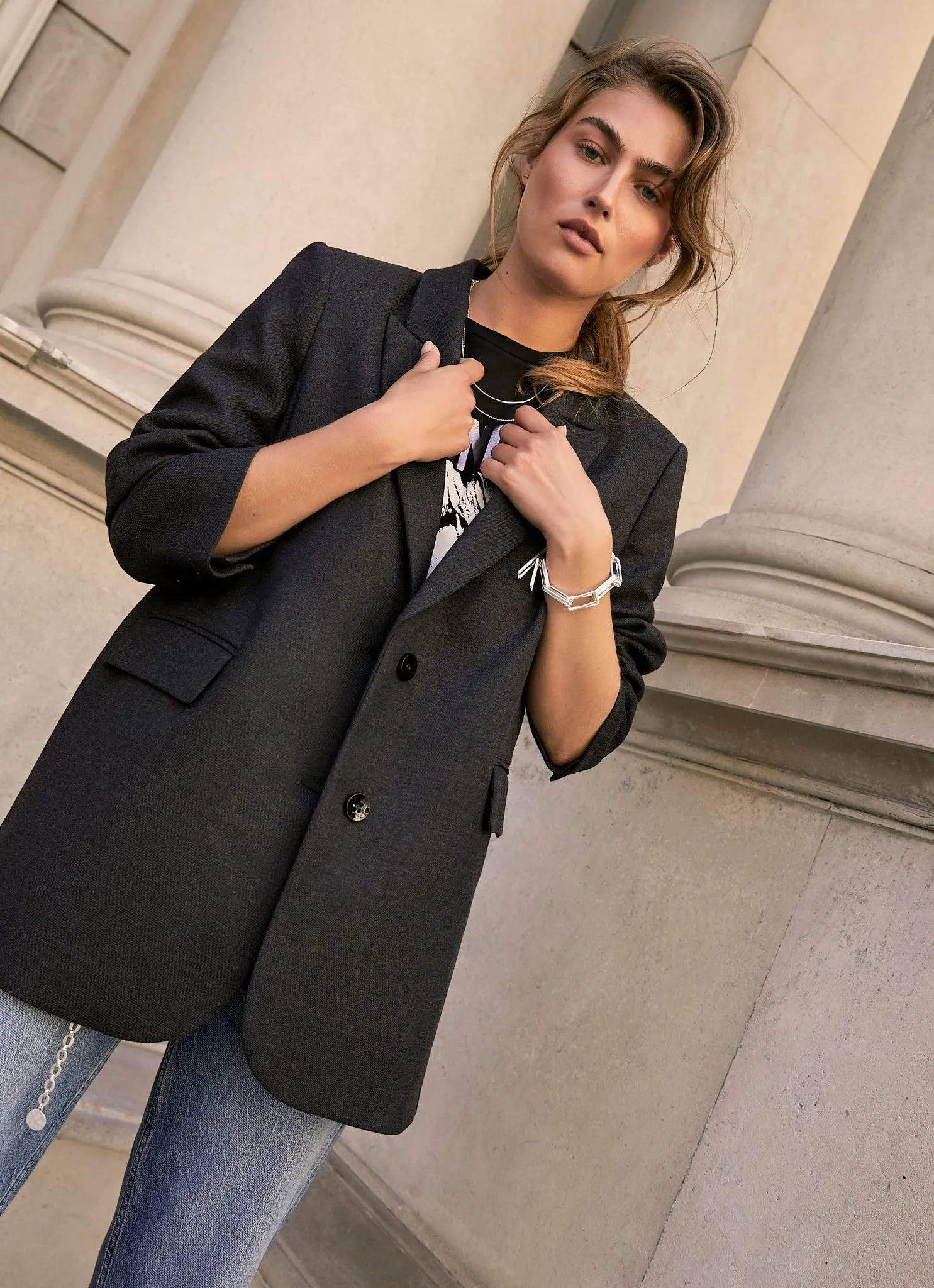 Dark Grey Relaxed Blazer sold by Mint Velvet product image thumbnail 2