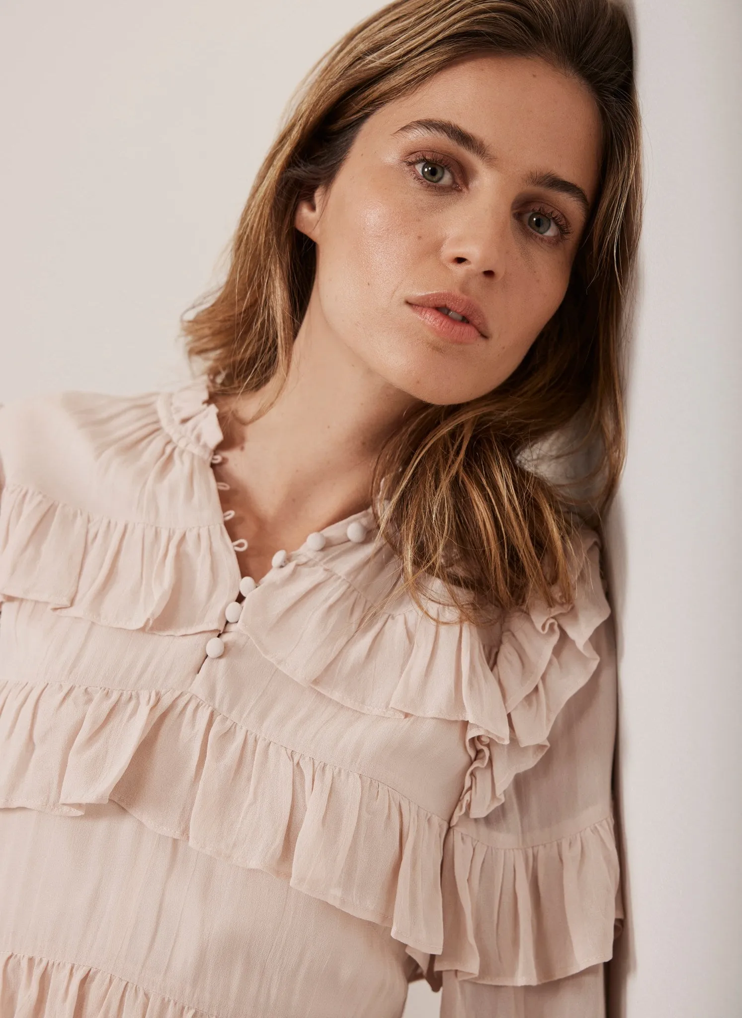 Pink Ruffle Tiered Mini Dress sold by Mint Velvet product image thumbnail 3