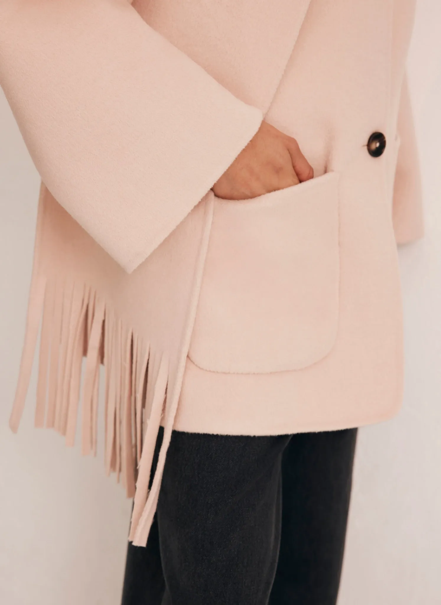 Pink Fringed Scarf Coat sold by Mint Velvet product image thumbnail 5