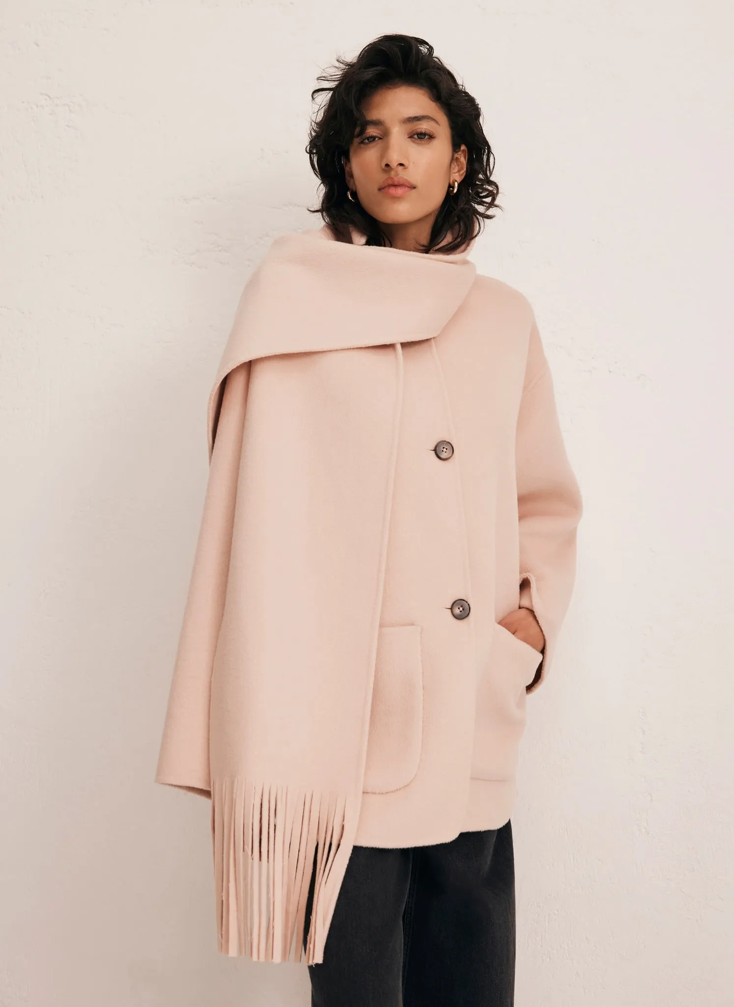 Pink Fringed Scarf Coat sold by Mint Velvet product image thumbnail 2