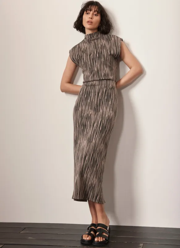 Black Jacquard Stripe Split Midi Skirt sold by Mint Velvet