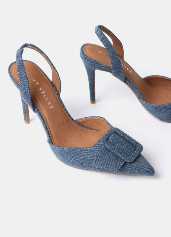 Blue Denim Slingback Heels sold by Mint Velvet