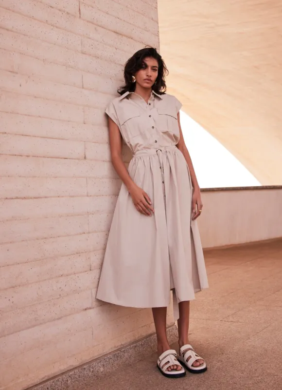 Cream Cotton Wrap Midi Shirt Dress sold by Mint Velvet