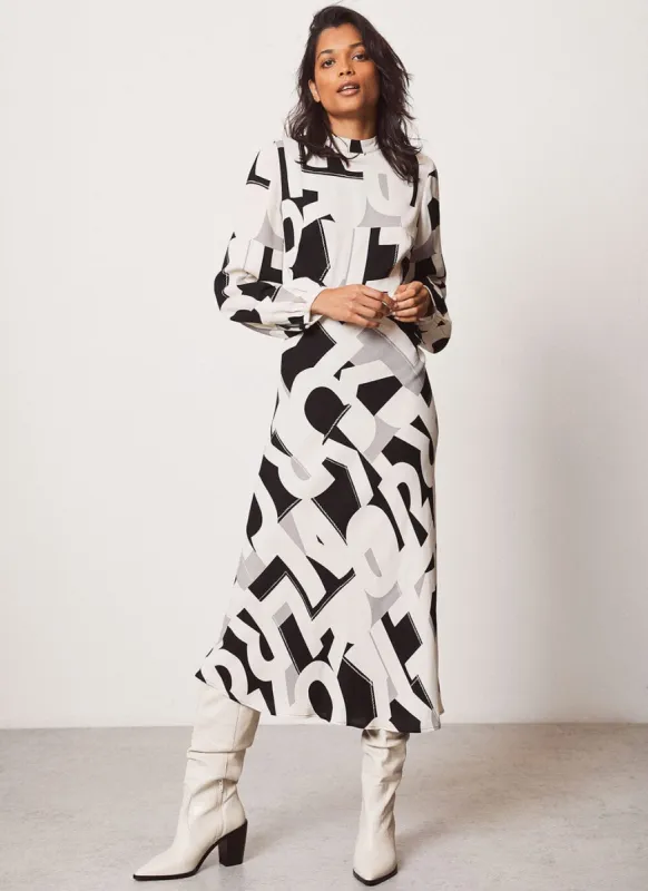 Lyra Print Bias Cut Midi Dress sold by Mint Velvet