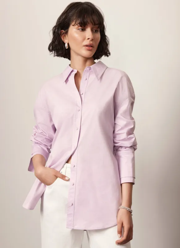 Lilac Cotton Sleeved Shirt sold by Mint Velvet