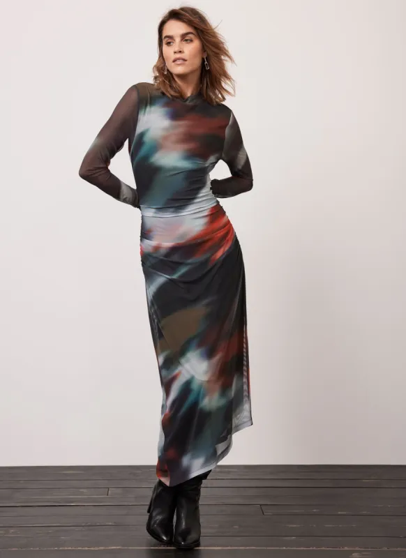 Abstract Print Mesh Midi Dress sold by Mint Velvet