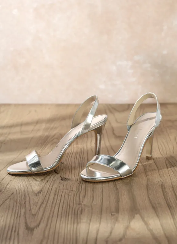 Silver Leather Heeled Sandals sold by Mint Velvet