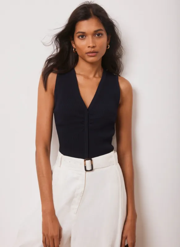 Navy Ribbed Knit Waistcoat sold by Mint Velvet