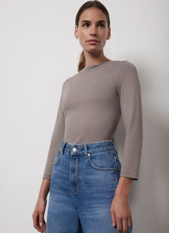 Taupe Layering Wide Neck Top sold by Mint Velvet
