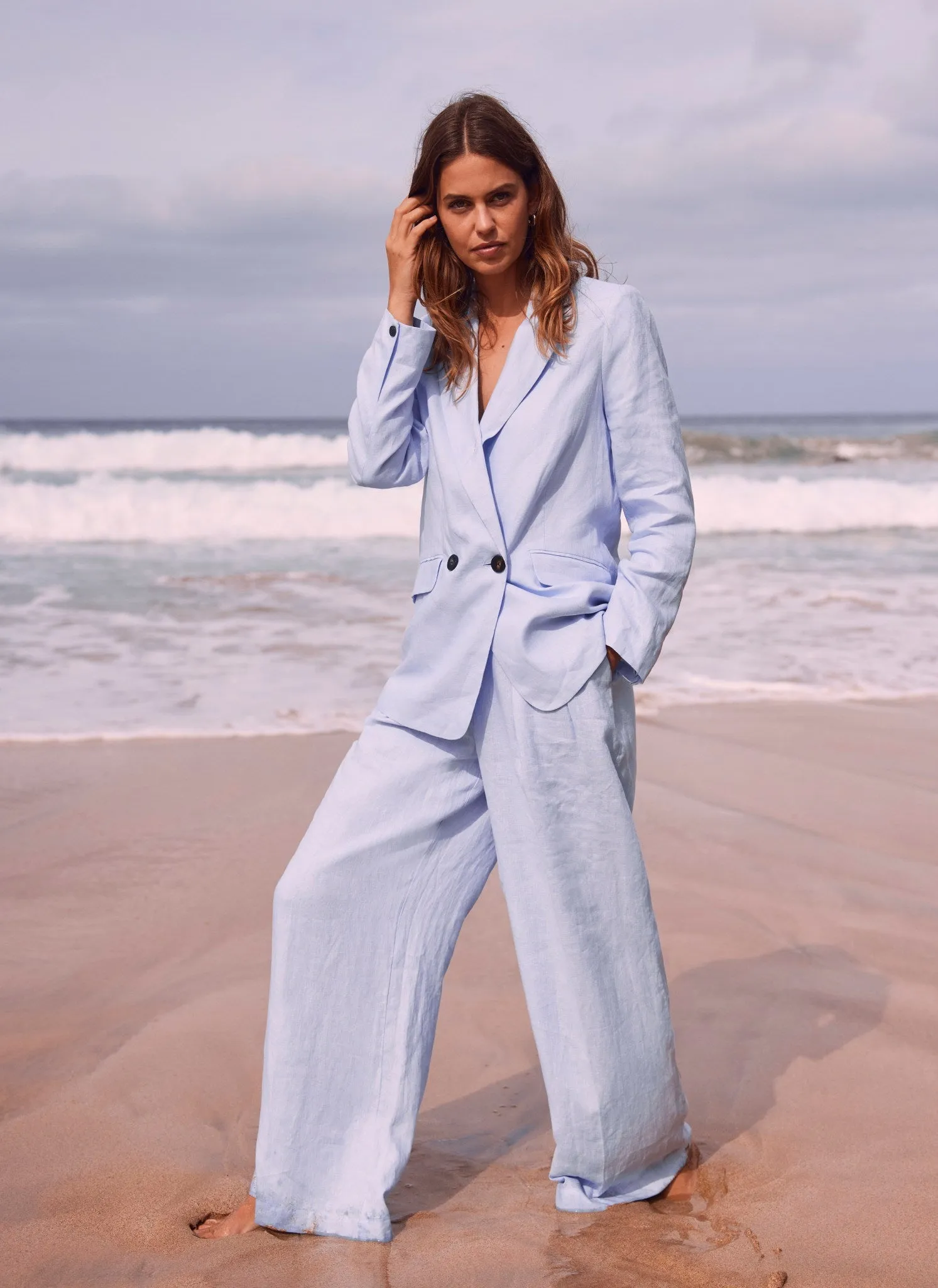 Blue Linen Belted Trousers sold by Mint Velvet product image thumbnail 5