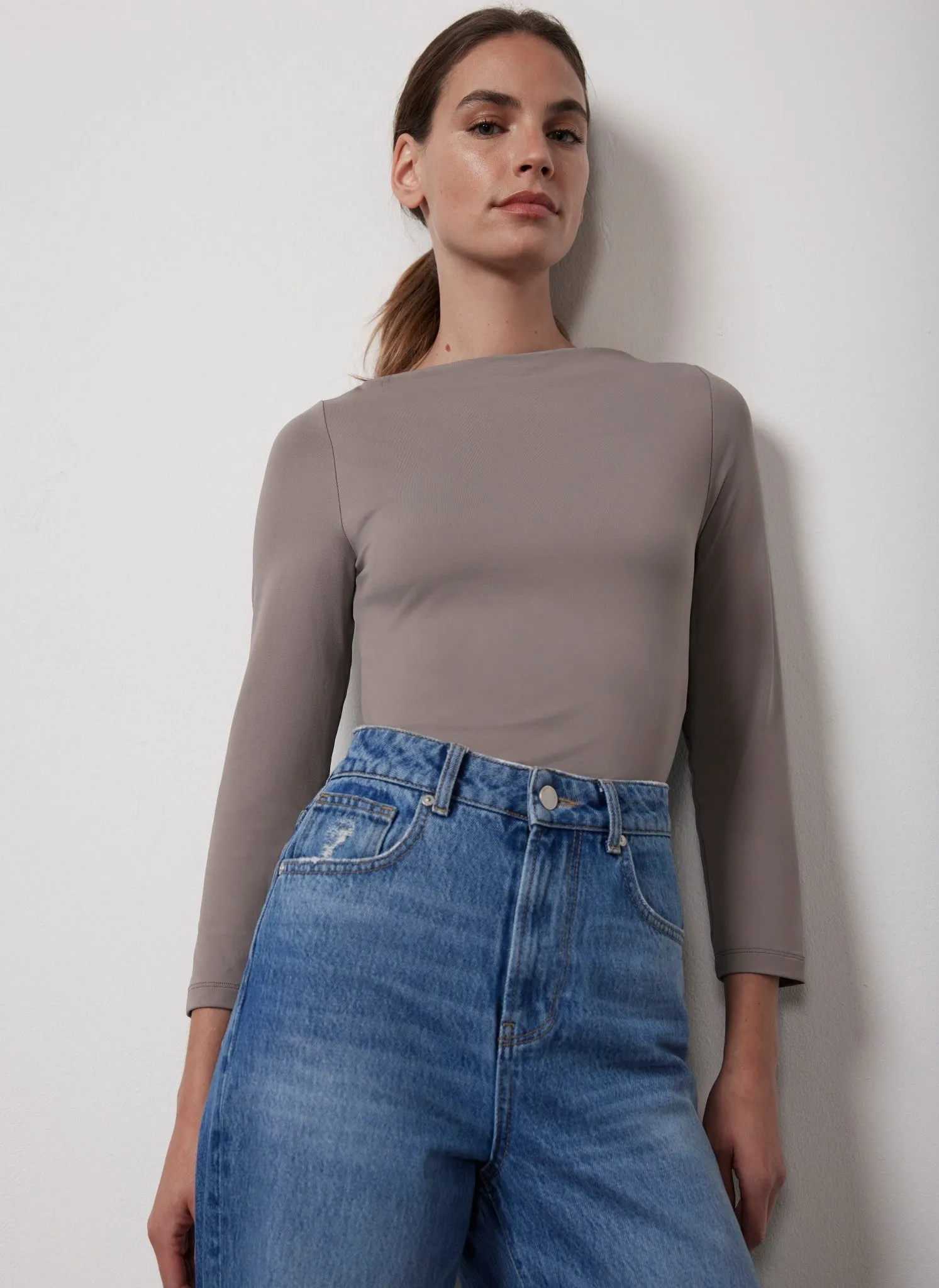 Taupe Layering Wide Neck Top sold by Mint Velvet product image thumbnail 2