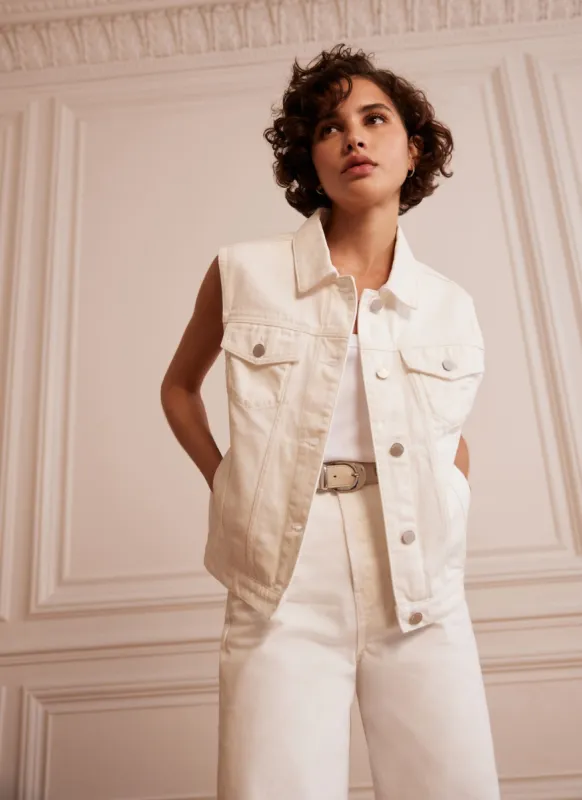 Cream Denim Waistcoat sold by Mint Velvet