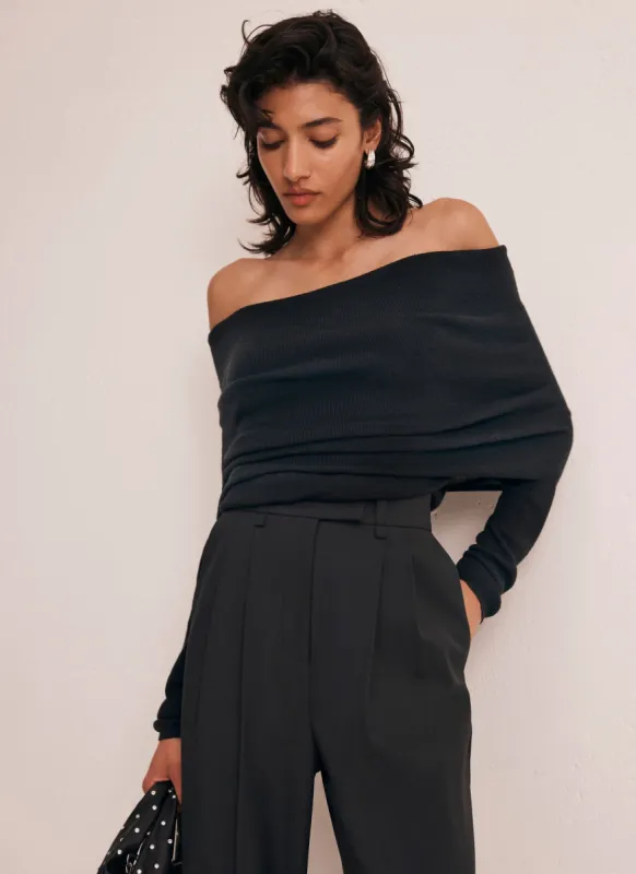 Black Knit Bardot Jumper sold by Mint Velvet