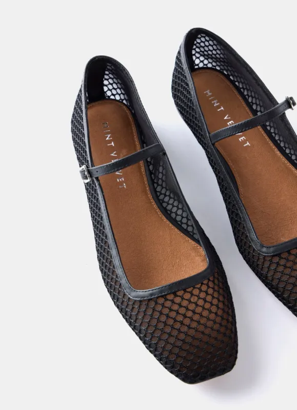 MJ Black Mesh Ballet Pumps sold by Mint Velvet