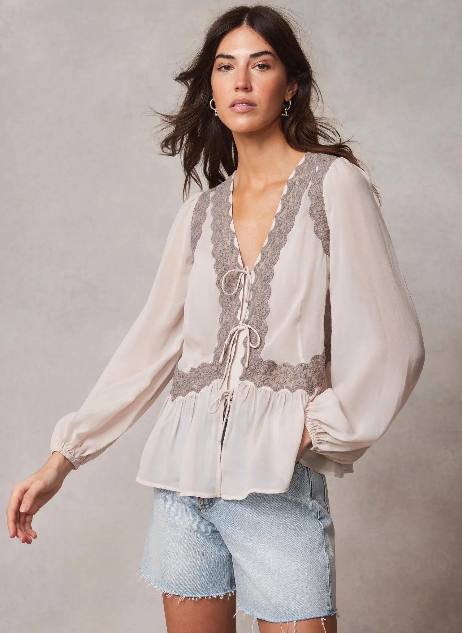 Neutral Embroidered Blouse sold by Mint Velvet product image thumbnail 3