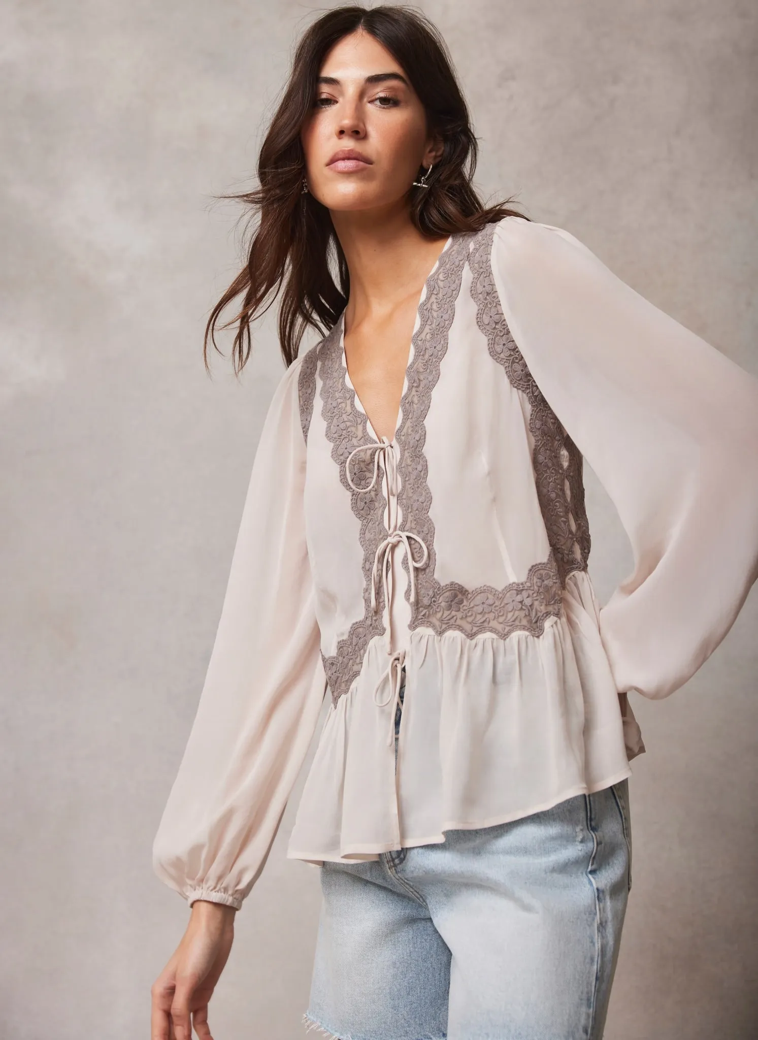 Neutral Embroidered Blouse sold by Mint Velvet product image thumbnail 5