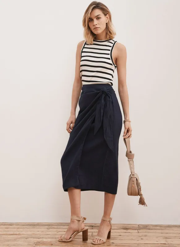 Navy Linen Sarong Skirt sold by Mint Velvet