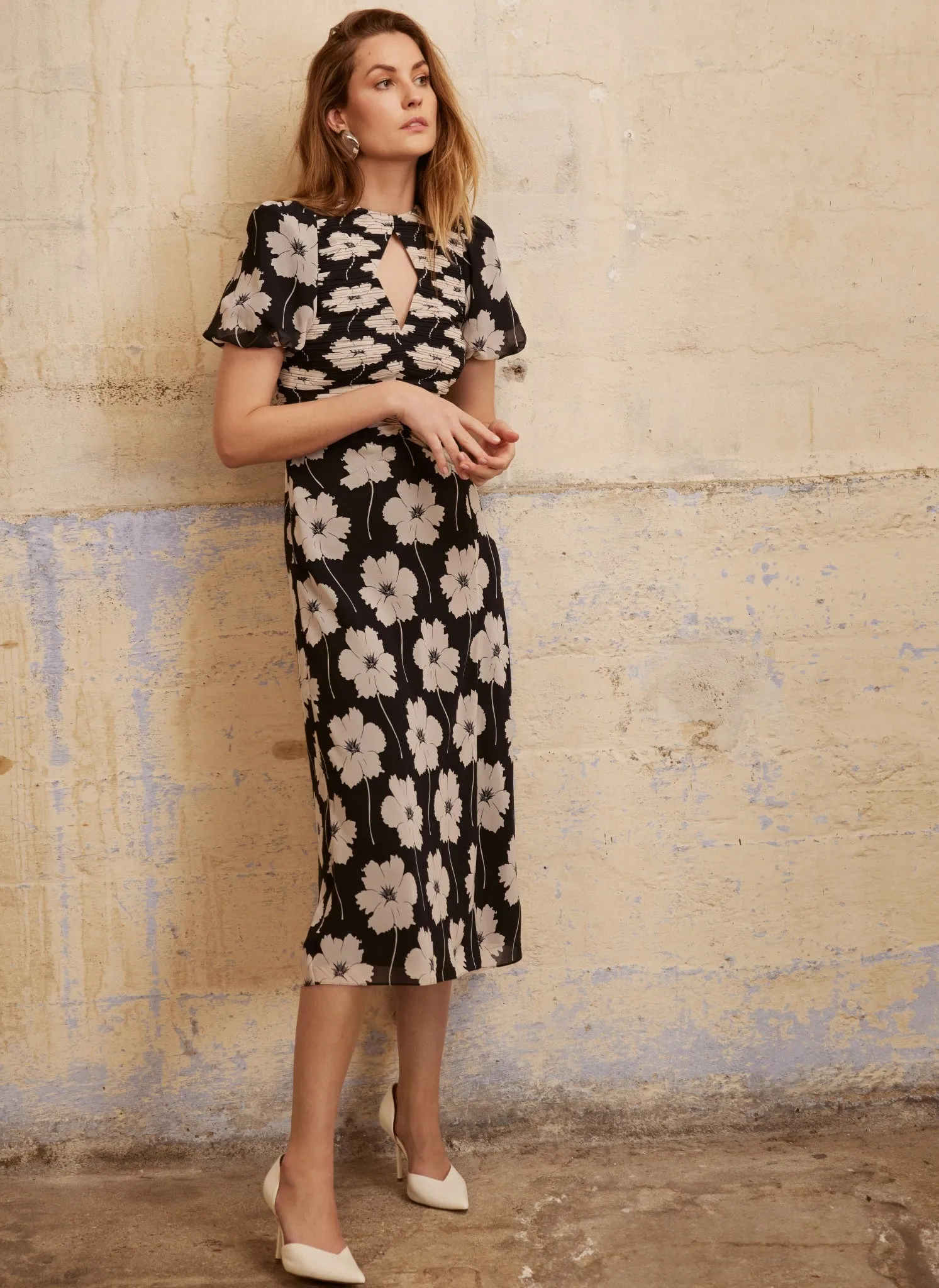 Navy Floral Print Midi Dress sold by Mint Velvet product image thumbnail 2