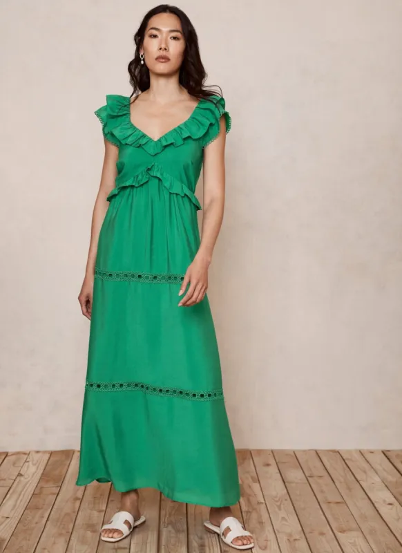 Green Lace Trim Maxi Dress sold by Mint Velvet