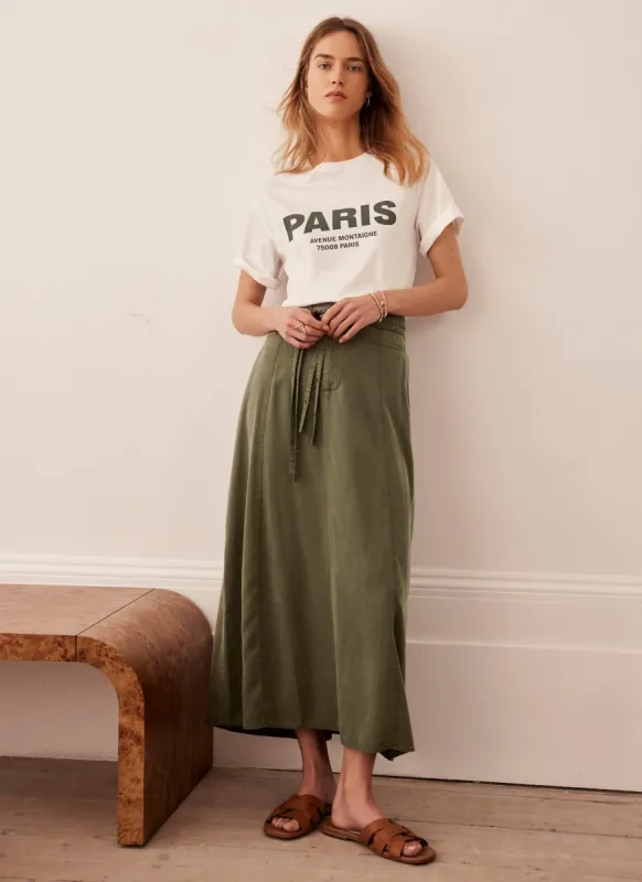 Khaki Column Maxi Skirt sold by Mint Velvet