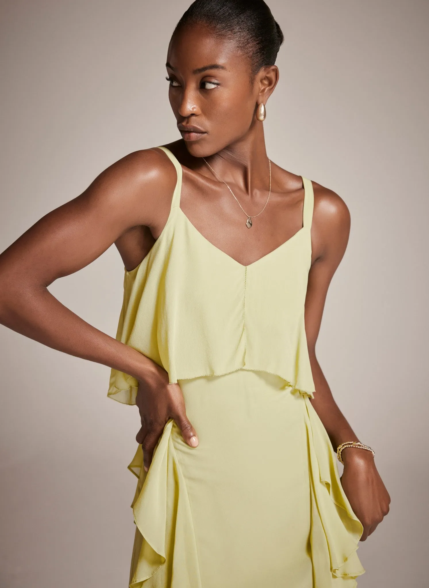 Lime Waterfall Ruffle Maxi Dress sold by Mint Velvet product image thumbnail 4