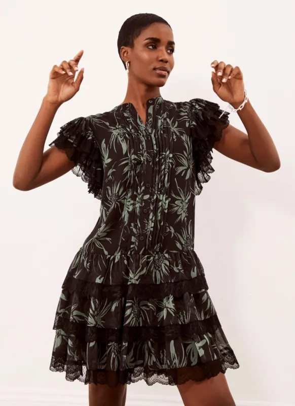 Green Print Lace Mini Dress sold by Mint Velvet