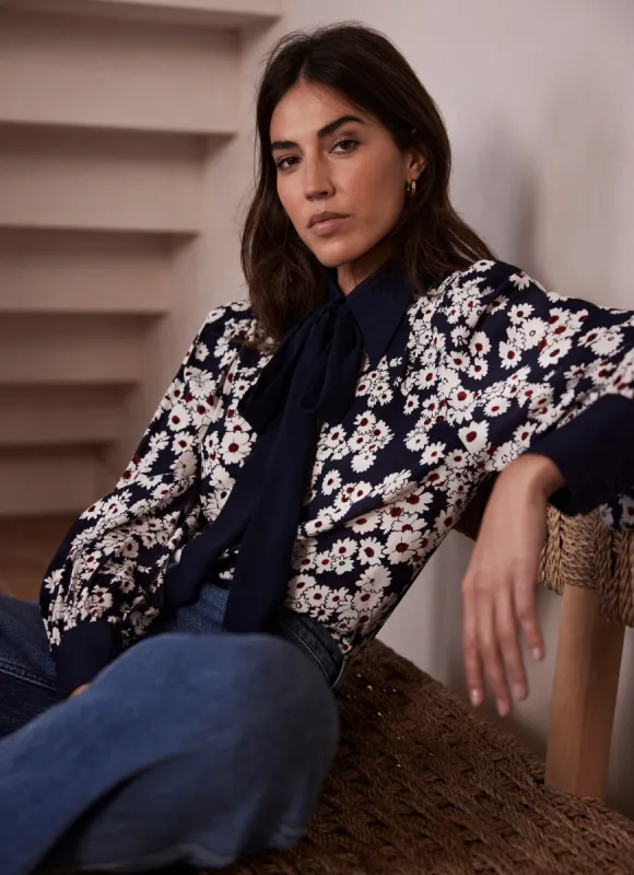 Navy Blue Floral Print Shirt sold by Mint Velvet