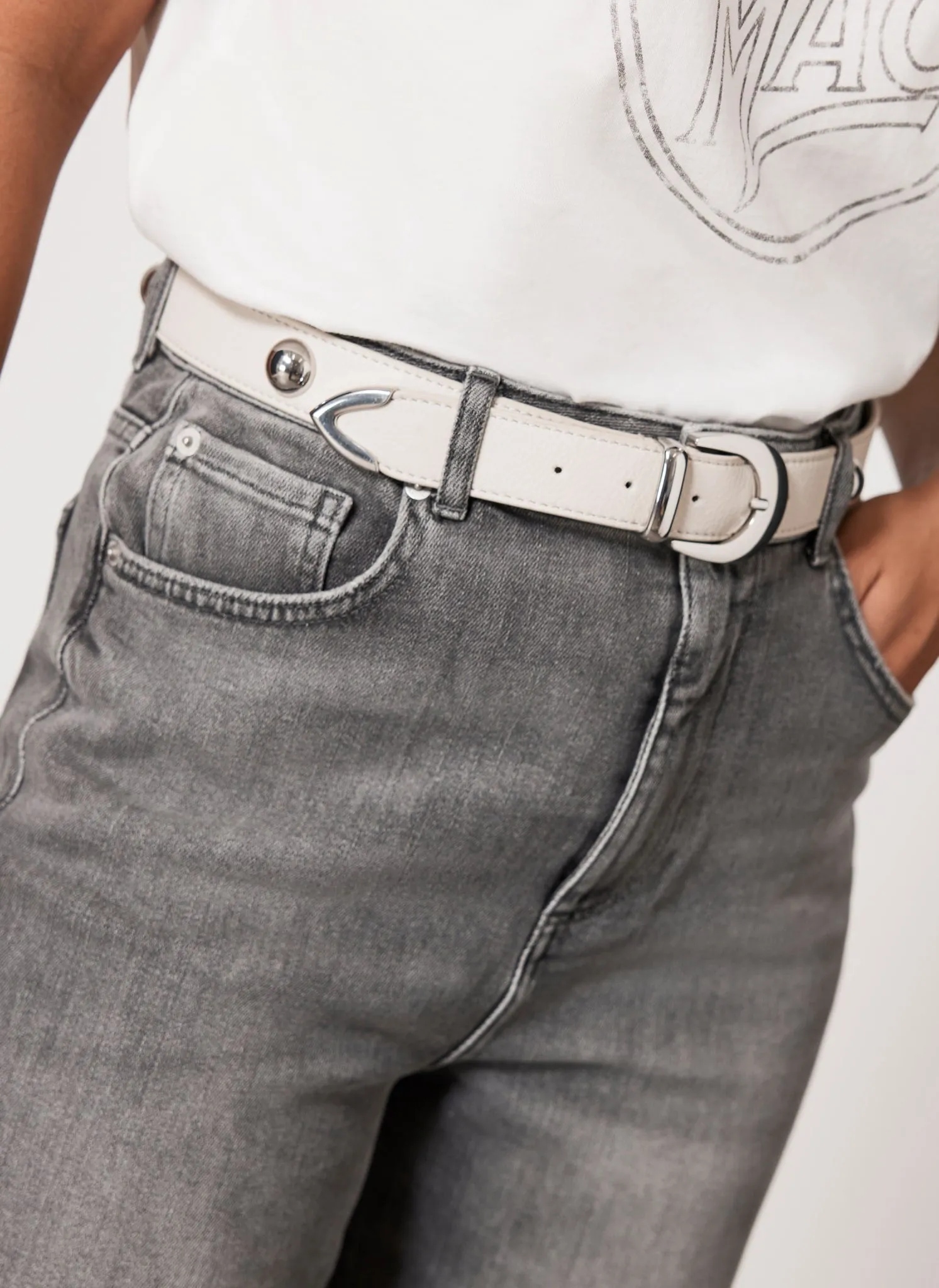 White Statement Leather Belt sold by Mint Velvet product image thumbnail 2