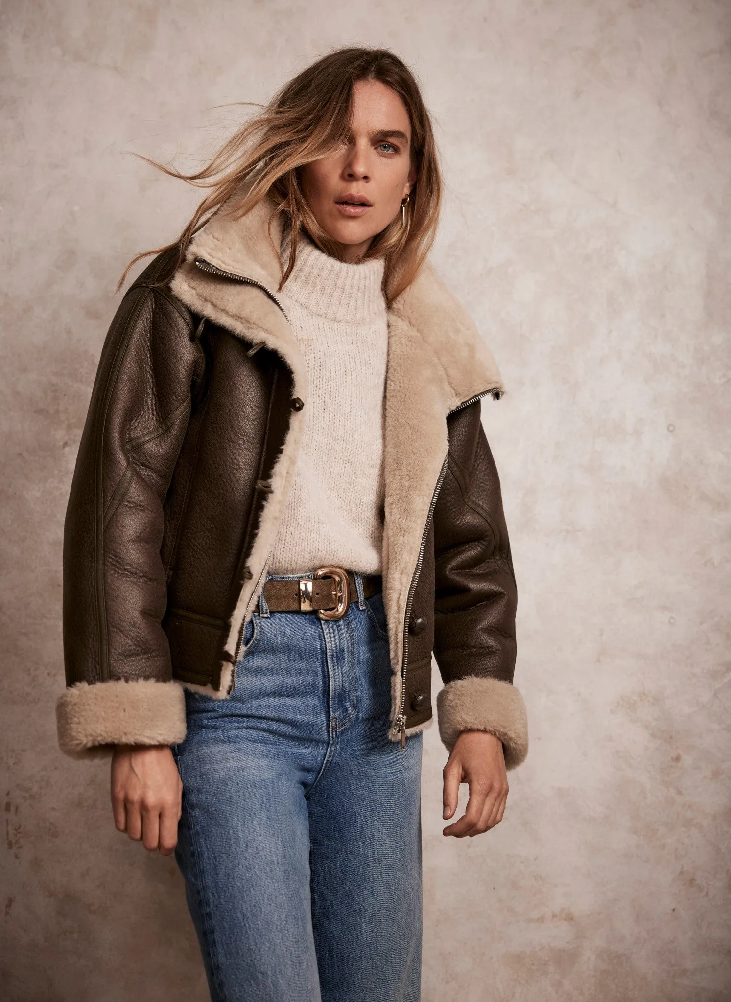 Khaki Funnel Neck Aviator Jacket sold by Mint Velvet product image thumbnail 2