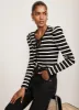 Black Striped Tie Neck Top sold by Mint Velvet