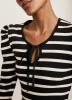Black Striped Tie Neck Top sold by Mint Velvet