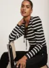 Black Striped Tie Neck Top sold by Mint Velvet