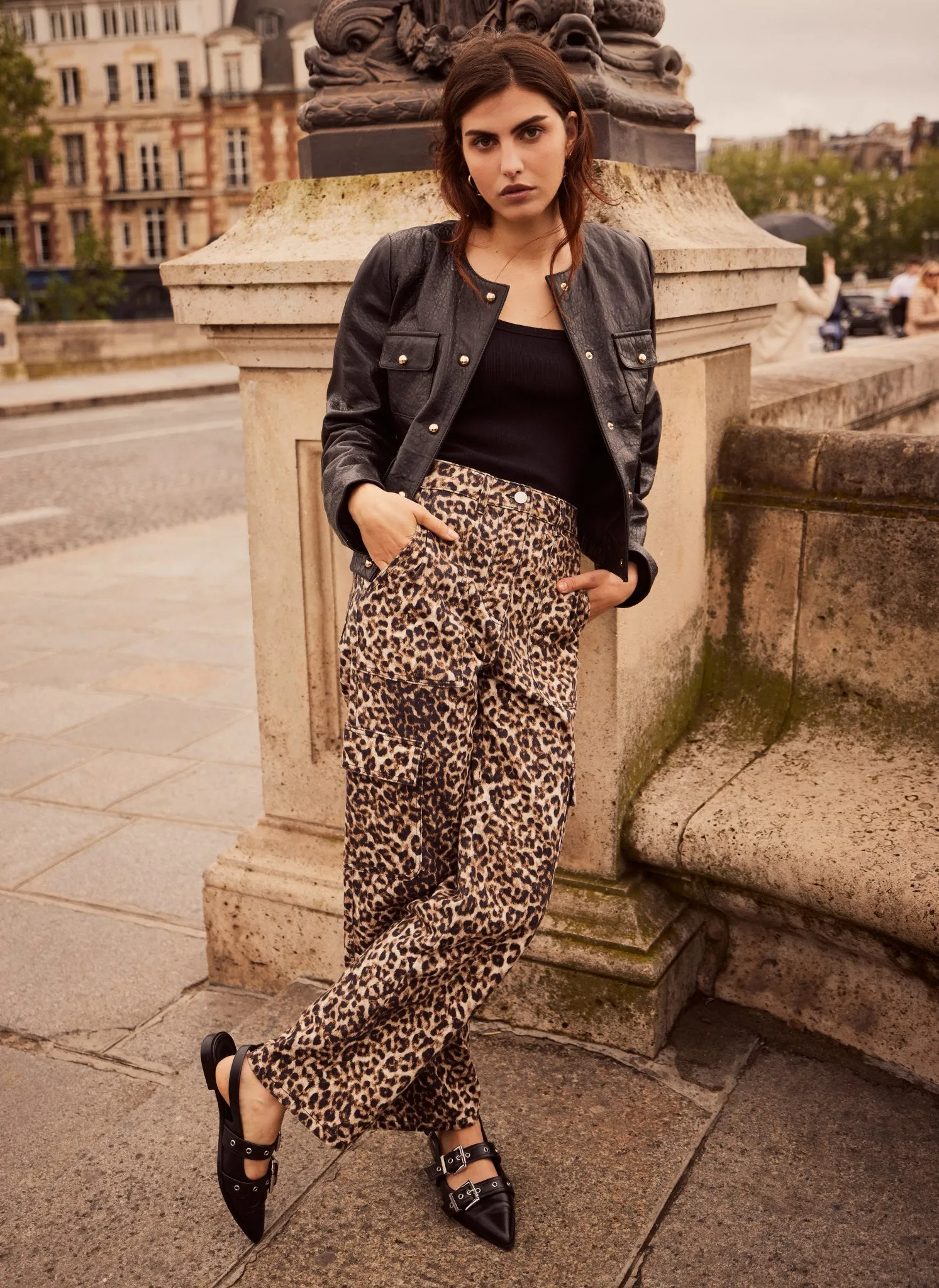 パンツ NOMANIAI 24aw leopard cargo pants Trendy Leopard Print Jeans Camo Cargo Pants for Women Men