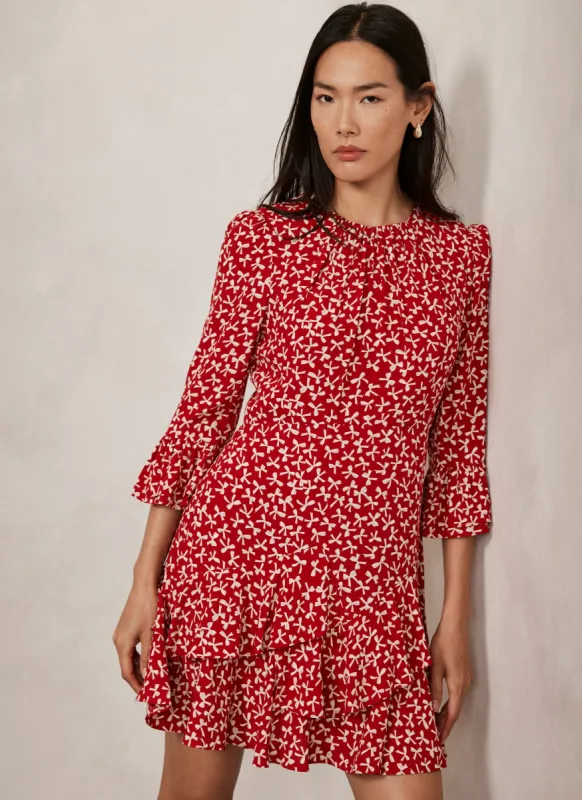 Red Bow Print Mini Dress sold by Mint Velvet