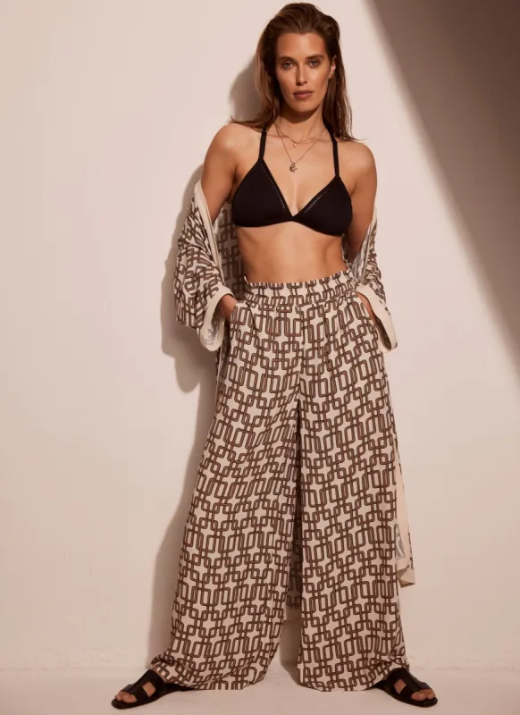 Cream Chain Print Trousers sold by Mint Velvet