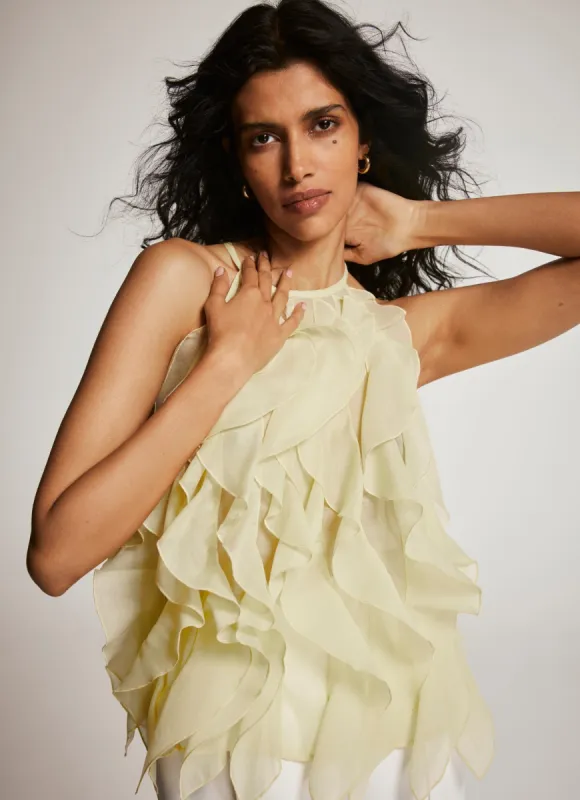 Yellow Organza Halter Top sold by Mint Velvet