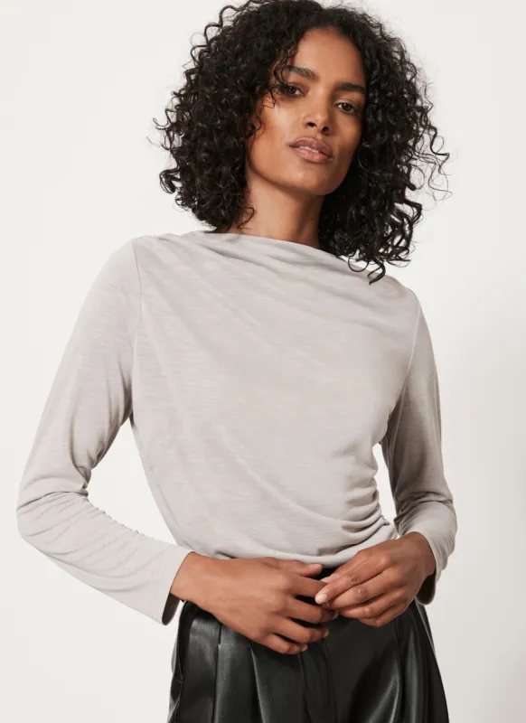 Neutral Ruched Detail Top made by Mint Velvet