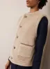 Tan Bonded Collarless Gilet sold by Mint Velvet