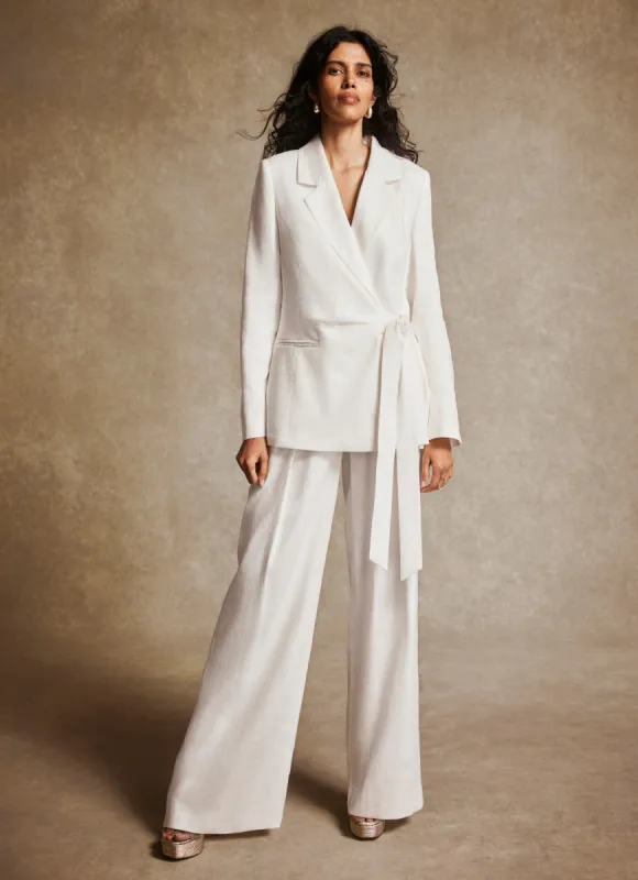 White Linen Wide Trousers sold by Mint Velvet