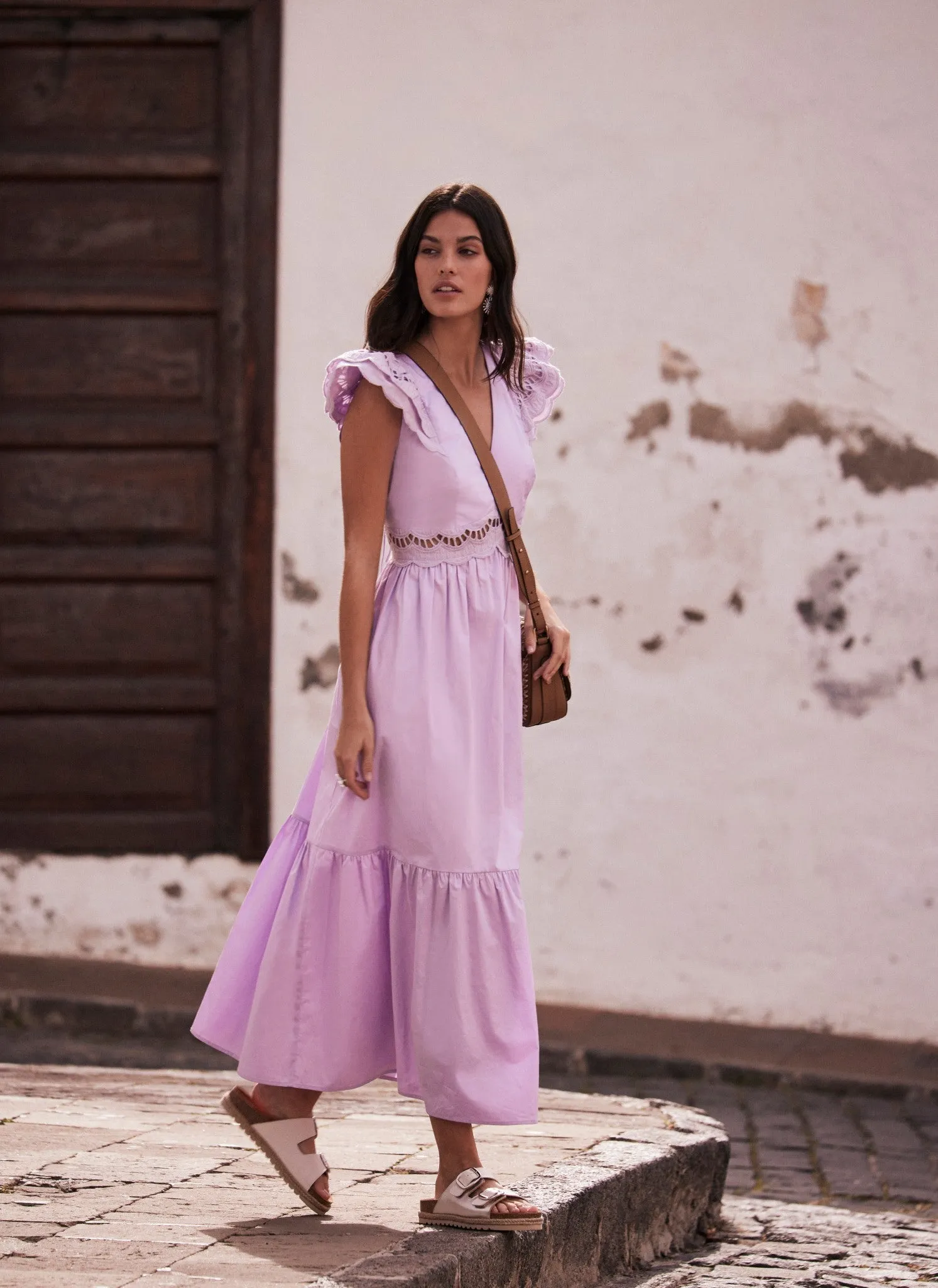 ワンピース Floral Cut-Out Long Dress-french lilac/M Floral Cut-Out Long Dress-french lilac/M