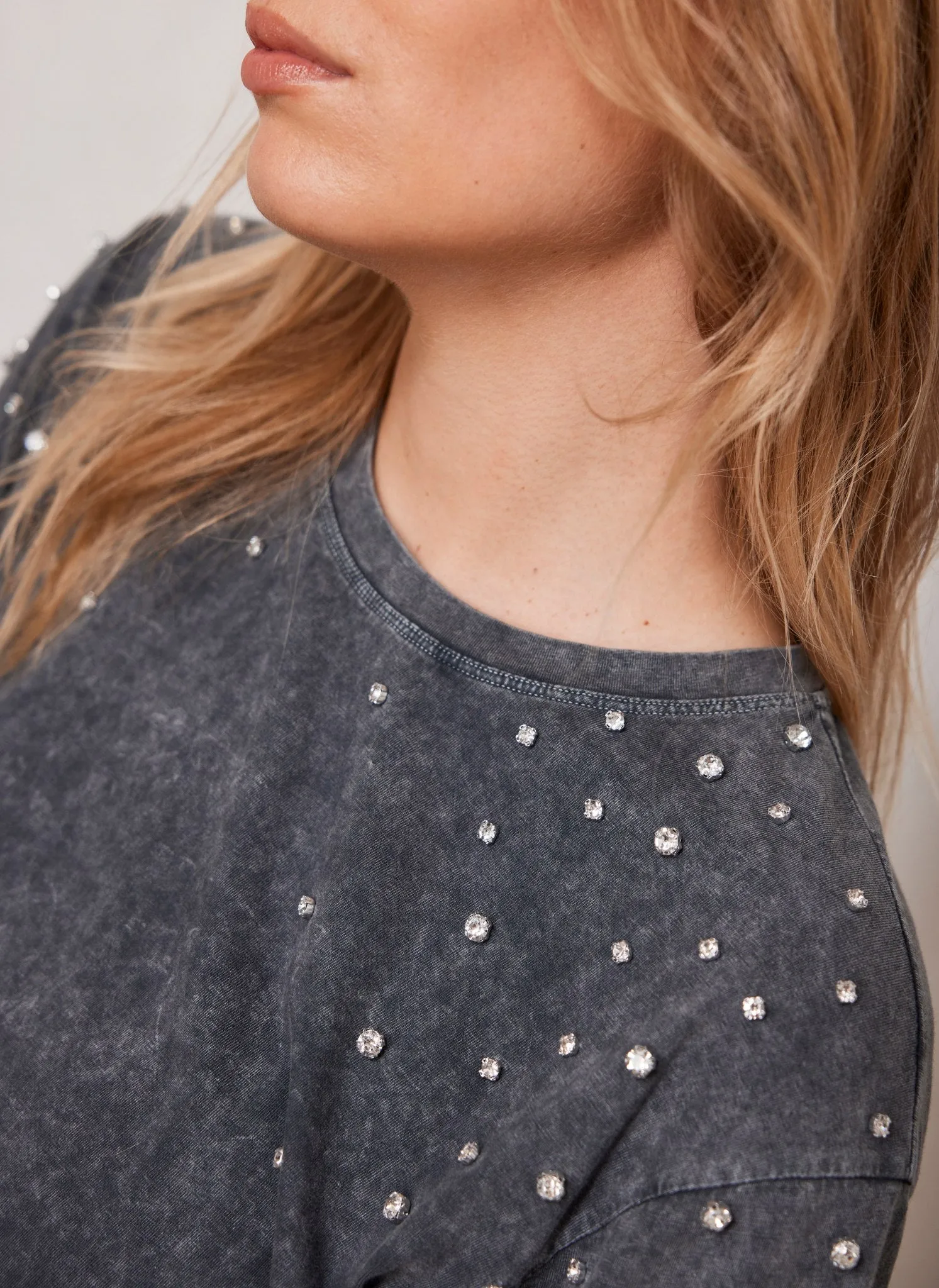 Grey Cotton Sequin T-Shirt sold by Mint Velvet product image thumbnail 4