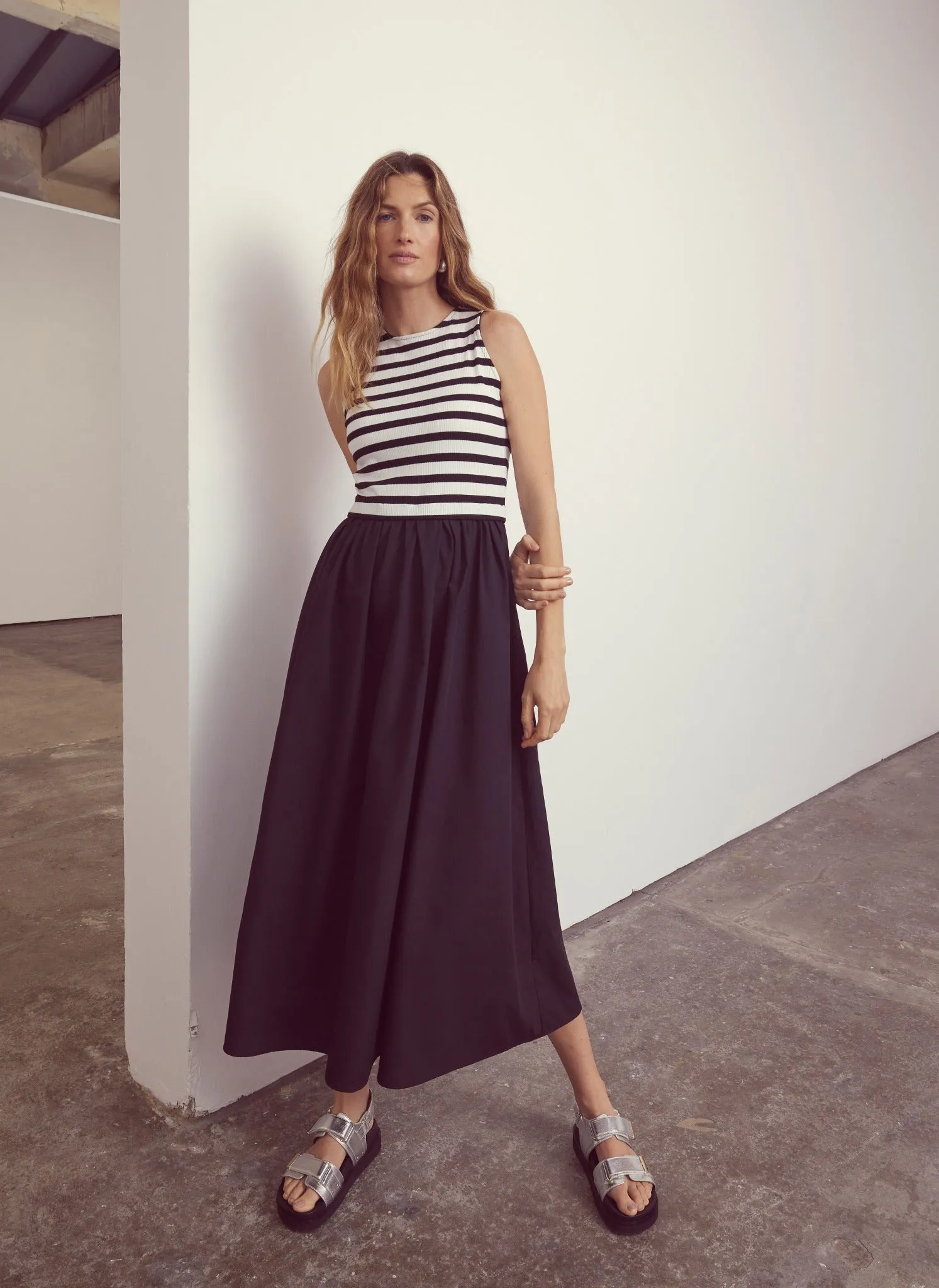 Navy Striped Jersey Midi Dress sold by Mint Velvet product image thumbnail 4