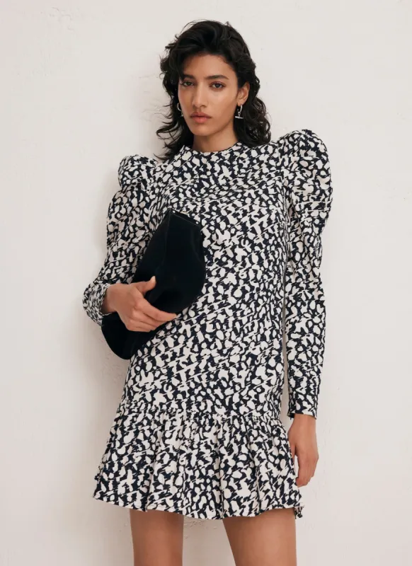 Navy Abstract Print Cotton Mini Dress made by Mint Velvet