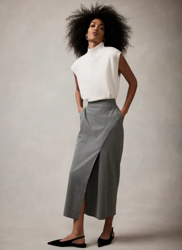 Grey Pinstripe Maxi Skirt sold by Mint Velvet