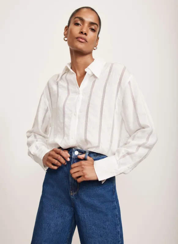White Textured Oversized Shirt sold by Mint Velvet