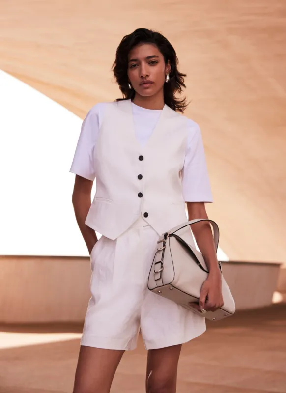 White Linen Tailored Waistcoat sold by Mint Velvet