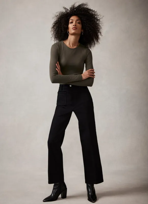 Black Crop Wide Jeans sold by Mint Velvet