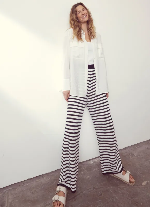 White Striped Crochet Trousers sold by Mint Velvet
