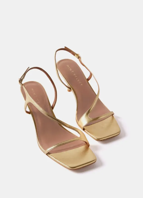 Fox Gold Leather Strappy Kitten Heels sold by Mint Velvet
